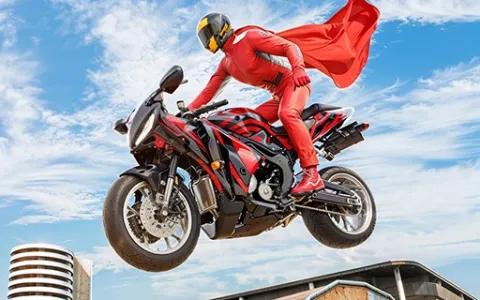 Real Motorbike Super Hero Stunt 3D